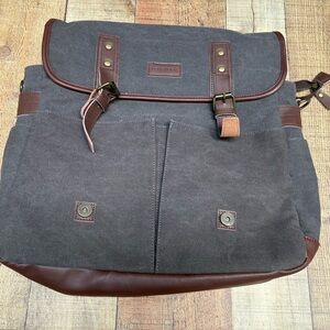 Lovevook Stylish Brown and Gray Canvas laptop bag